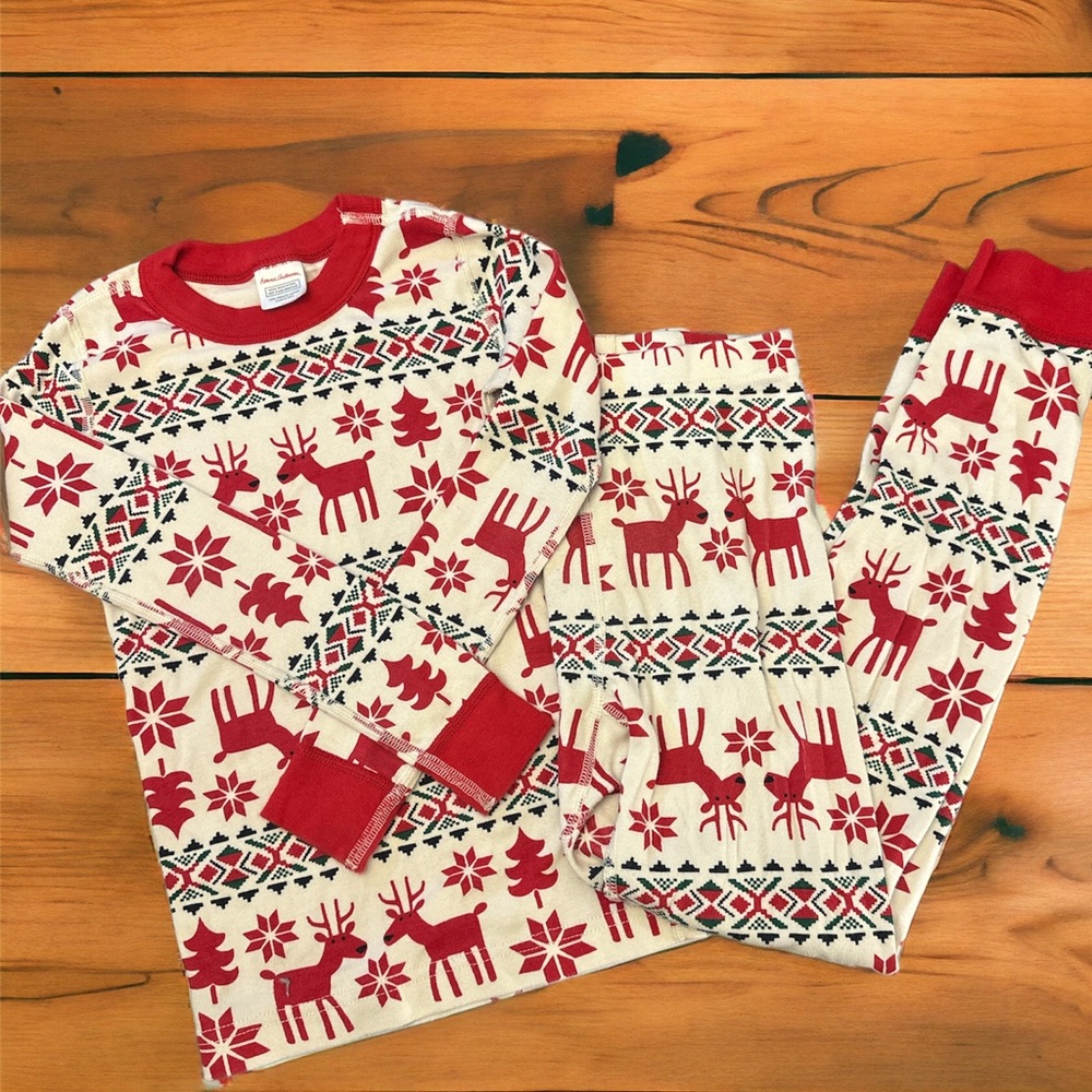 Hanna Andersson Dear Deer Pajama Set Sz 130cm